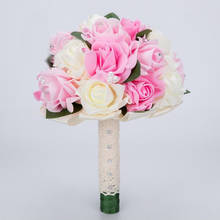 аксессуары для букета  Cheapest PE Rose Bridesmaid Wedding Foam flowers Rose Bridal bouquet Ribbon Fake Wedding bouquet 2024 - buy cheap