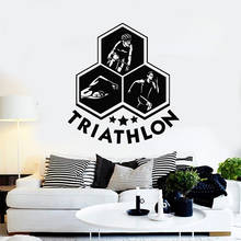 Triathlon Wall Sticker Swimming Cycling Running Vinyl Decal Sports Art Stickers Personalized Gym Mural Removable Home Decor 2024 - buy cheap