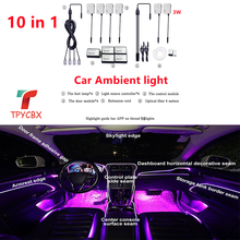 Luz ambiente universal para carro, 10 em 1, sem rosqueamento de luzes, guia para decoração de interiores, 64 cores, luz atmosférica diy 2024 - compre barato