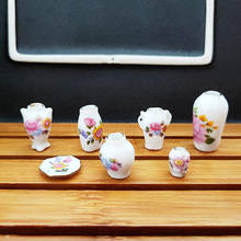 7 pçs novo 1 2.5cm mini 1:12 casa de bonecas em miniatura porcelana vaso flor bonecas casa acessórios 2024 - compre barato