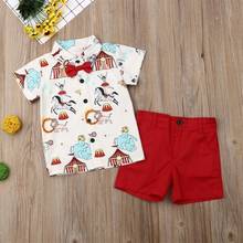 Kids Baby Boy Clothes Set 2019 Infant Toddler Summer Gentleman Short Sleeve Circus Shirt Tops Shorts Clothing Outfits 2Pcs 2024 - buy cheap