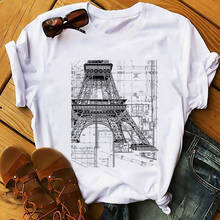 Camiseta de la Torre Eiffel y la iglesia para hombre, camisa informal de diseño retro, geek, hipster, ropa de calle, Blanca 2024 - compra barato