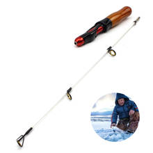 Vara de pesca em gelo com cabo de madeira, 48 cm, 75g, para esportes ao ar livre, pesca pesada, ultrashshort, vara giratória, de viagem 2024 - compre barato