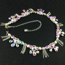 Cadena para la cintura con diamantes de imitación para mujer, cinturón de diamantes de colores, accesorios para actuaciones de baile Oriental indio 2024 - compra barato