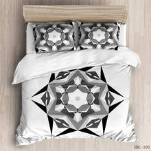 Juego de ropa de cama de estilo bohemio, funda nórdica geométrica, edredón 3D, color negro con blanco, Textiles para el hogar 2024 - compra barato