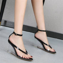 Summer New Wedges Clear Sandals Women Transparent 8CM High Heels PVC Open Toe Sexy Wedding Shoes Size 34-43 Black White Gold Red 2024 - buy cheap