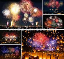 Avezano-Fondo de fotografía de Año Nuevo, telón de fondo de fuegos artificiales coloridos, linterna, fiesta de bebé, póster, estudio fotográfico, Photozone 2024 - compra barato