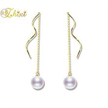 ZHIXI 18K Gold Earrings Fine Pearl Jewelry Natural Freshwater Pearl Earrings For Women 8-9/9-10mm Classic Wedding Gift E360 2024 - buy cheap