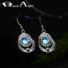 BLACK ANGEL Fashion 925 Sterling Silver Moonstone Gemstone  Hands Heart Drop Earrings For Women Wedding Jewelry Christmas Gift 2024 - buy cheap