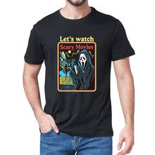 Camiseta 100% de algodón Unisex para hombres y mujeres, camisa suave de película de terror, Cara de fantasma, Let's Watch, películas de miedo, regalo 2024 - compra barato