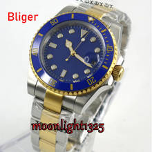 Golden plated BLIGER 40mm blue Sterile Dial Sapphire Glass Ceramic BEZEL Automatic movement men's watch men 2024 - buy cheap
