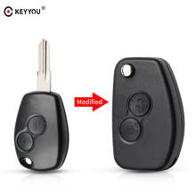 KEYYOU-carcasa de llave modificada de 2 botones para coche, llave remota plegable con tapa, clave sin grabar, para Renault Dacia Modus Duster Clio Espace 2024 - compra barato