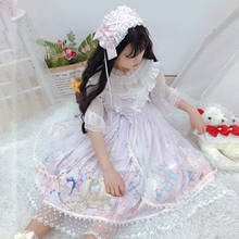 sweet Lolita dress Short-Sleeved Cute Bear Waist Hugging Slim JSK Dungaree Dress Summer for Children  lolita princess dress 2024 - buy cheap