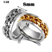 UAH Stainless Steel Silver Rotating Chain Ring Punk Style Personality Men's Ring Ring Men's Jewelry 2024 - buy cheap