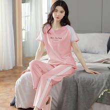 Summer Pure Cotton Casual Ladies Sports Pajamas Half-Sleeved Simple Youth Short-Sleeved Trousers Cotton Home Service Suit 2024 - buy cheap