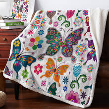 Cobertor de inverno de caxemira para cama, manta floral de borboleta, cobertor para cama, roupa de viagem, flanela, hipoalergênico 2024 - compre barato