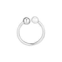 Anillos de perlas blancas para mujer, anillos abiertos de cuentas redondas lisas, joyería de plata de ley 925, accesorios para mujer, joyería fina 2024 - compra barato