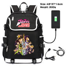 JoJo's Bizarre Adventure Canvas School Shoulder Bag Cosplay USB Port Backpack Laptop Travel Rucksack Gift 2024 - buy cheap