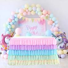 5 Layer Tulle Table Skirt Tutu Table Skirts Tableware Baby Shower Birthday Party Decorations Banquet Wedding Home Party Supplies 2024 - купить недорого