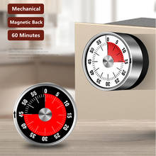 Timer visual de aço inoxidável, timer mecânico de cozinha, timer de 60 minutos, alarme para cozinhar, temporizador com alarme magnético alto 2024 - compre barato