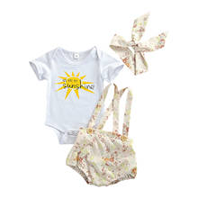 2021 0-18M Sweet Baby Girls Clothing Summer Creative Sun Letters Short Sleeve Romper+Floral Printing Suspender Shorts 3pcs Set 2024 - buy cheap