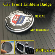 100pcs/set Car Front Boot Rear Trunk Logo Stickers Black Base 2pins 82mm Auto Emblem Badge Hood Bonnet caps ABS No Expoy 2024 - buy cheap