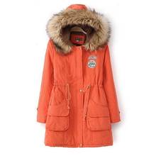 Casaco de neve com capuz feminino, jaqueta tipo parca plus size de algodão, espessante para inverno 2020 2024 - compre barato