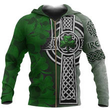 Irish Celtic Cross Zip Hoodie StPatricks Day Shamrock Zip Hoody 3D Jacket Men/women Unisex Casual Streetwear Sweatshirt Pullover 2024 - buy cheap