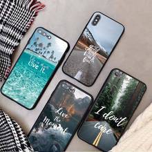 Funda de teléfono de vidrio templado para iphone, protector de móvil con citas de playa, montaña y mar, para iphone 5C, 6, 6S, 7, 8 plus, X, XS, XR, 11 PRO MAX 2024 - compra barato