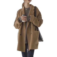 Casaco feminino primavera outono trench coat 2021 novo temperamento casacos de lã feminino moda selvagem tamanho grande 4xl outerwear 2024 - compre barato