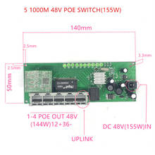 Módulo de comutador 48 v2a3a, 5 portas mini poe gigabit, 96w-144w, 3 portas 10/100/1000m, módulo de comutador pcba, placa mãe rj45 poe 2024 - compre barato
