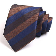 Corbata de rayas marrones clásicas para hombre, corbatas de 8CM de ancho para traje de negocios, corbata de trabajo para fiesta, corbata de cuello Formal a la moda, nueva 2024 - compra barato