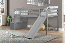 Muebles de dormitorio para sala de estar, cama Loft con funda de escalera, dos colores, gris, deslizante, disponible 2024 - compra barato