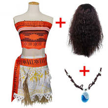 Adult Kids Princess Vaiana Moana Costume Dresses with Necklace Wig Women Girls Halloween Party Moana Dress Costumes Cosplay 2024 - buy cheap