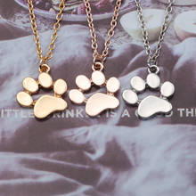 Gold Rose Gold Silver Color Cute Dog Paw Hollow Cat Paw With Heart Pendant Clavicle Chain Necklace Female Sweet Jewelry 2024 - buy cheap