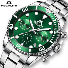 MEGALITH Top Brand Men Watches Fashion Causal Waterproof Stainless Wrist Watch Big Face Green Dial Quartz Watch Clock Man 8601 2024 - buy cheap