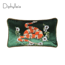 Diphylleia-funda de almohada bordada de serpiente de terciopelo, funda de cojín de calidad superior, de lujo, color verde oscuro, 30x50cm 2024 - compra barato