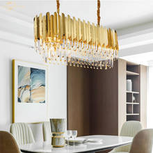 Candelabros postmodernos de lujo, lámpara LED rectangular dorada, decoración para cocina, sala de estar, dormitorio, comedor, Villa 2024 - compra barato