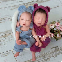 Dvotinst Newborn Baby Photography Props Crochet Knit Mohair Hat+Outfits Set Fotografia Infant Studio Shooting Photo Shower Gift 2024 - buy cheap