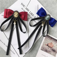 New Vintage Fabric Bow Tie Brooch Beauty Head Bowknot Collar Pins Shirt Cravat Brooches for Women and Men Jewelry Accessories 2024 - buy cheap