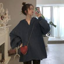 2021 outono inverno mulheres blusa de capuz grande coreano camisa de manga comprida solta pulôver plus jaqueta de veludo moda feminina roupas 2024 - compre barato