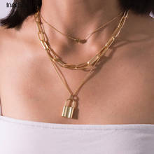IngeSight.Z Vintage Multi Layer Love Heart Choker Necklace Collar Statement Alloy Lock Pendant Long Chain Necklace Women Jewelry 2024 - buy cheap
