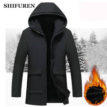 SHIFUREN/теплое пальто, парка, зимняя куртка для мужчин, флисовое пальто с хлопковой подкладкой, повседневные мужские куртки с капюшоном и длинными рукавами jaqueta 2024 - купить недорого