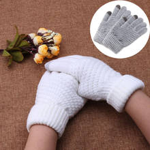 New Women Men Warm Winter Knitted Full Finger Gloves Mittens Girl Female Solid Woolen Gloves Screen Winter Accessories Unisex 2024 - buy cheap