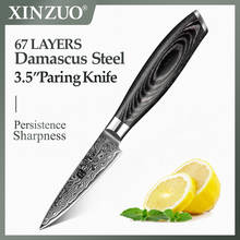 XINZUO-cuchillo de pelar de 67 capas, utensilio de cocina profesional de acero damasco japonés de alto carbono, de 3,5 pulgadas, con mango de goma Pakkawood 2024 - compra barato