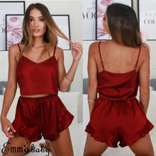 Hirigin 2020 Hot Sexy Women's Satin Silk Pajama Sets Lingerie Nightwear Sleepwear Camis + Shorts Sexy Pajamas Sets 2024 - buy cheap