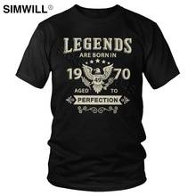 Camiseta vintage legend are born in 1970, camiseta masculina manga curta de algodão, camiseta enfeitada com 50 anos de aniversário 2024 - compre barato