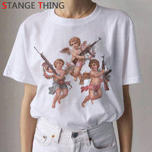 Camiseta feminina com estampa de anjo harajuku, estética, ullzang, grunge, vintage, moderna, desenho engraçado, estilo coreano, top feminino 2024 - compre barato