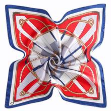 53cm Korean Woman Chain Pattern Upscale Imitated Silk Small Kerchief Scarves Cute Style Ring Uniform Accesories Festival Gift 2024 - buy cheap