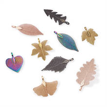 1Box Electroplated Leaf Big Pendants Natural Filigree Maple Leaf Charms for Jewelry Making DIY Necklaces Earrings Mixed Color 2024 - buy cheap